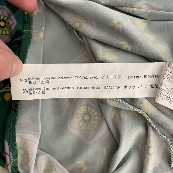 ZARA W/B Drape Ruched Mock Neck Midi Dress Sz S Green Floral 70s Retro Portugal - Picture 10 of 12